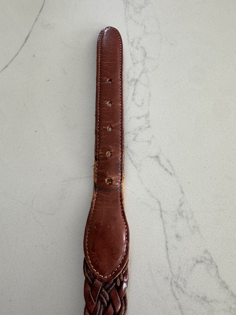 Coach Braided Brown Leather Belt with Brass-Tone Buckle - Picture 4 of 13